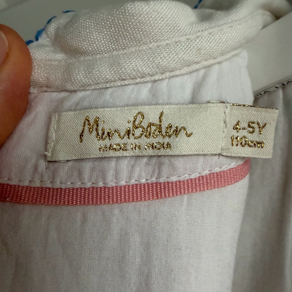 Mini Boden White Dress with Multicolor Smocking - Picture 10 of 11